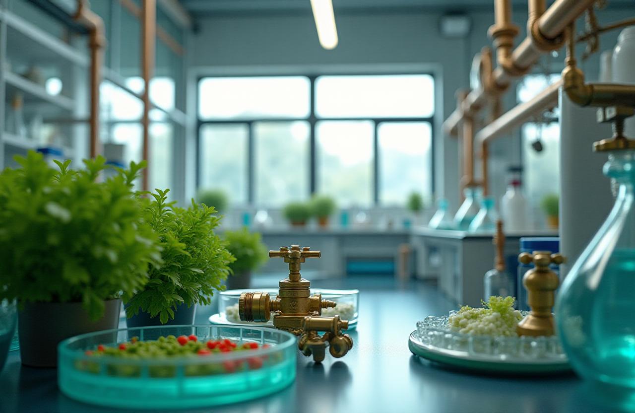 Industrial laboratory setting with natural elements